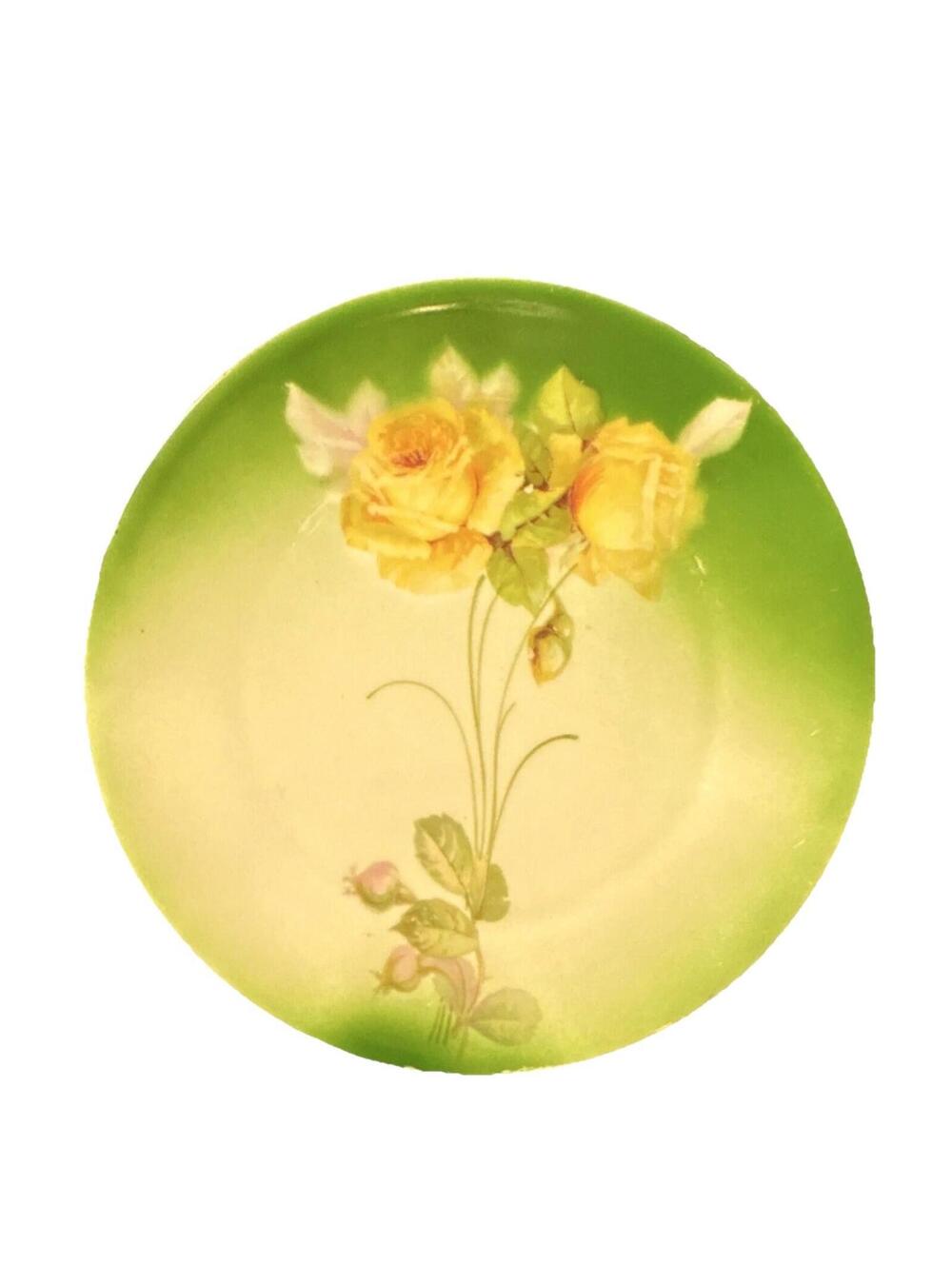 Bavaria Porcelain Collector Plate Round Yellow Roses Floral Design German